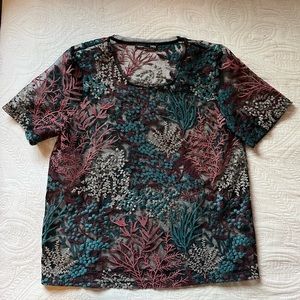 Zara Mesh Embroidered Cropped shirt